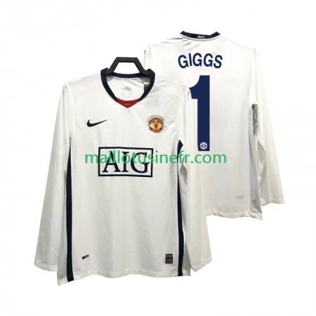 Maillot de Foot Manchester United GIGGS 11 Premier League 2008 2009 Extérieur Retro Manches Longues